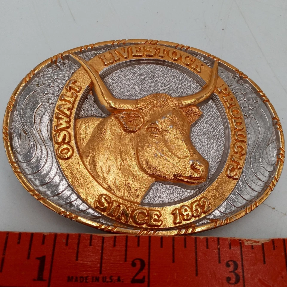 Oswalt Productos Ganaderos Hebilla de Cinturón Longhorn Vaca Ganado Alimentación De Colección Limitada Foto 4 de 4