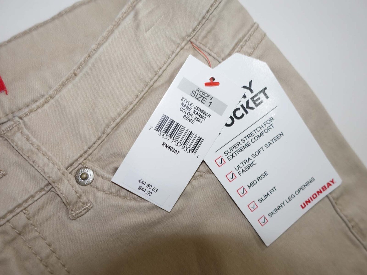 Unionbay Women's Mid Rise Slim Skinny Twill Jeans Size 1 NWT Beige