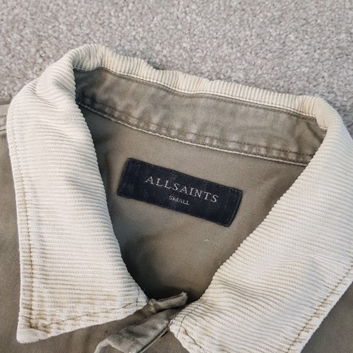 All Saints Mens Shirt Small Green Khaki Lancer Military Overshirt Utility Field - Picture 4 of 12