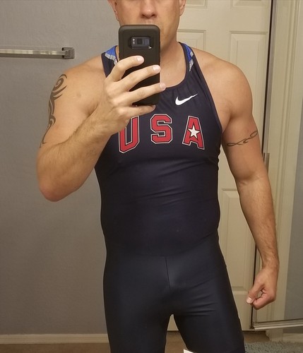 Nike USATF Track & Field Singlet Unitard Running Speedsuit Mens Size ...