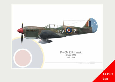 Warhead Illustrated P-40N 3 Sqn RAAF CV-Z A4 Aircraft Print