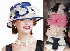 Bow Flower Sinamay Kentucky Derby Wedding Hat Church Wide Brim Dressy Bucket