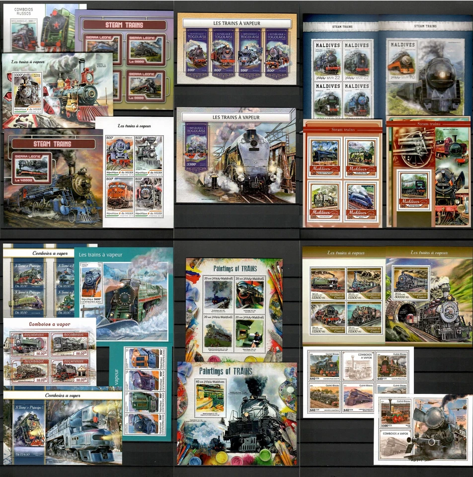 Locomotoras de vapor trenes ferrocarril 42 hojas colección 2017-2018 [3] MNH #CNA164 Foto 3 de 4