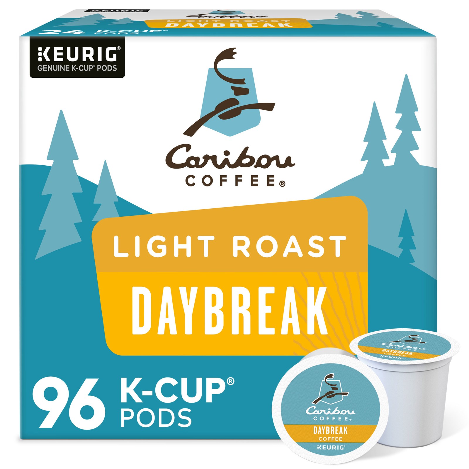 Caribou Coffee Daybreak Morning Blend, K-Cups, Light Roast, 