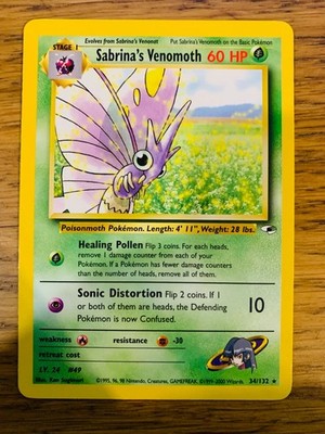 Sabrina's Venomoth (34/132) Rare Gym Heroes Set Pokemon Karte! KOSTENLOSER VERSAND!