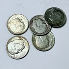 ROOSEVELT SILVER DIMES LOT OF 5 90% SILVER CIRCULATED COINS FREE SHIPPING #9037