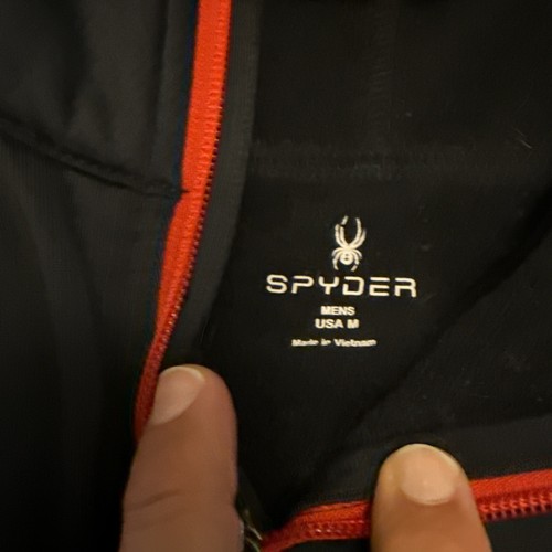 Men's Spyder Ribbed Knit Jacket Medium Full Zip Black & Red - Picture 5 of 6