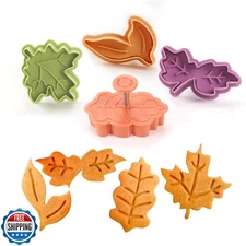 NPLUX 4Pcs Leaf Plunger Cutter Maple Leaf Cookie Cutter Baking Pie Crust Cutt