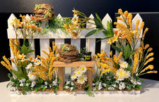 Spring White Picket Decorated Fence Designed by Arlene for Byers Choice Caroler