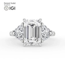 Emerald Diamond Trilogy Ring Platinum Labgrown 8.35 Ct Solitaire