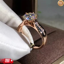 Women's Cubic Zirconia Engagement Ring Silver Rose Gold Color Wedding Jewelry