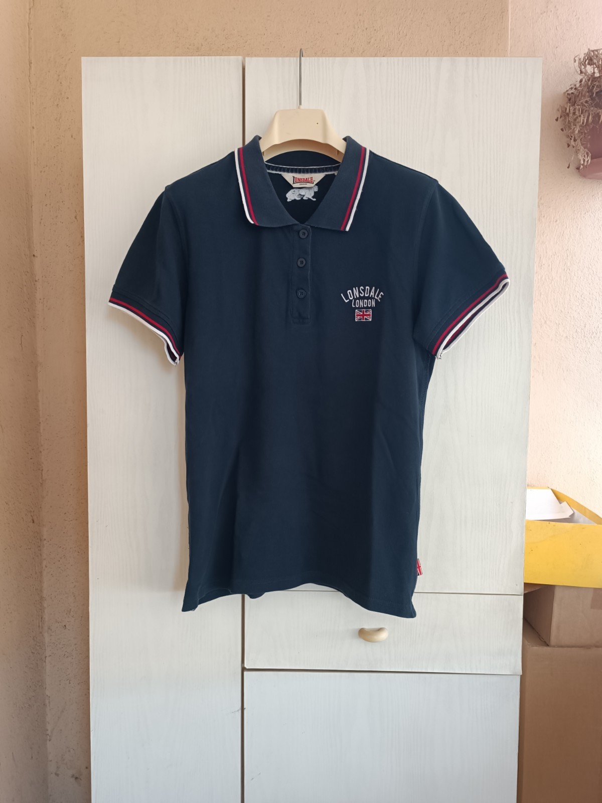 Polo Lonsdale London England UK Navy Piqué Casual Moda Short Sleeve Cotton Slim