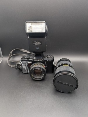 Minolta X-300s Spiegelreflexkamera Set    Soligor Objektiv   Vivitar Blitz   TOP
