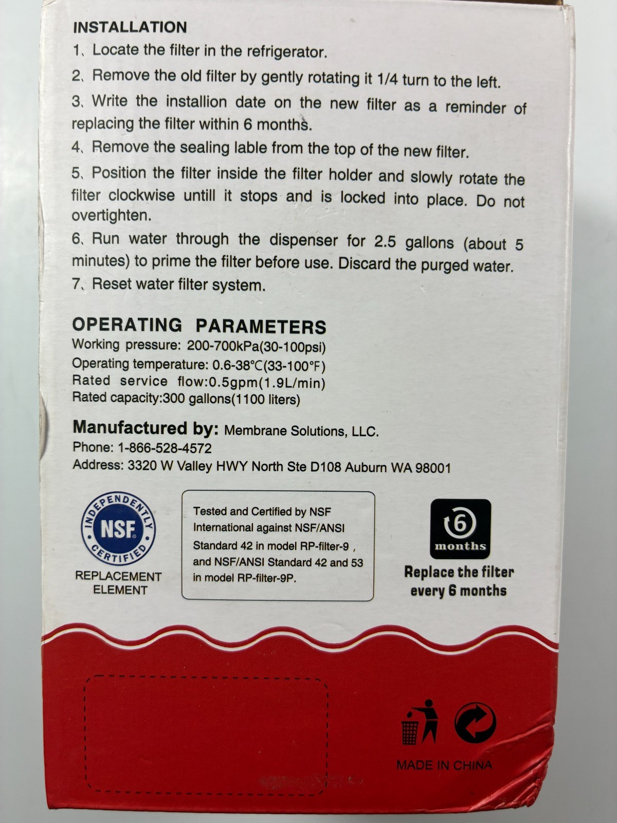 Redy Pure Water Filter RP-FILTER-9/9P GE Hotpoint Kenmore Twist-In NEW SEALED