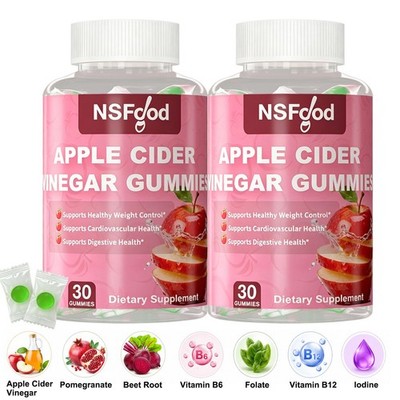 PREMIUM Apple Cider Vinegar (2 PACK) 1000 MG Gummies with Mother 100% Vegan 60ct