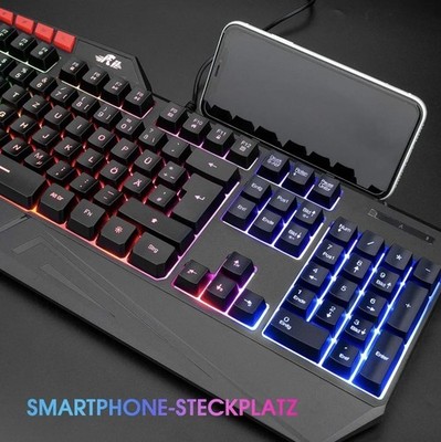  Gaming Tastatur, PC Tastatur Beleuchtet Regenbogen USB, 19 Anti-Ghostin 