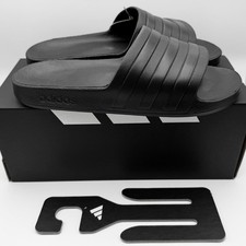 NIB DS ADIDAS Men's Triple Black Adilette Aqua 10 Pool Slippers Sandals Slides
