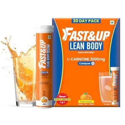 3 X Fast&Up L-Carnitine 2000mg Carnipure Effervescent Orange 60 Tabs