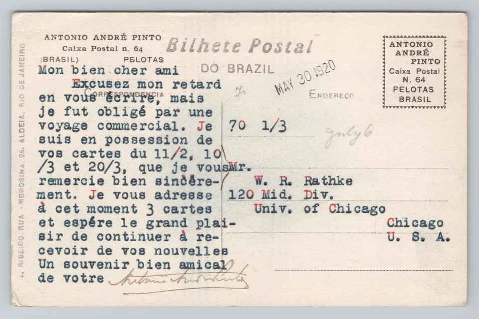 Rua Paysandu Street View with Old Car Rio de Janeiro Brazil c1920 Postcard - Image 2 of 2