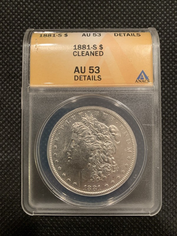 1881–S U.S. MORGAN SILVER DOLLAR - AU 53 - ANACS GRADED!