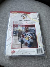 Vintage red Caliope patches and pals Mickey and Pluto crib sheet