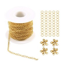 30FT 3mm 18K Gold Plated Cable Chains Bulk for Jewelry Making Complete starter