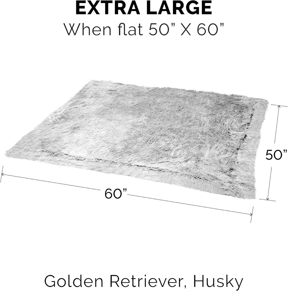 Waterproof Washable Shaggy Plush Faux Fur Dog Cat Blanket, XL Gray - Image 2 of 4