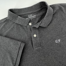 Vineyard Vines Polo Shirt Mens L Gray Short Sleeve Whale Logo Stretch Preppy