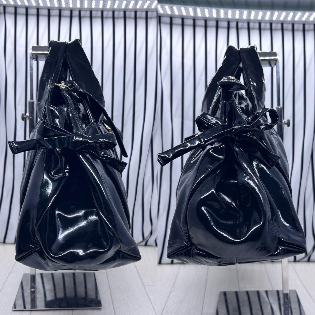 GUCCI Patent Leather Tote Bag Black Gold Hardware Authentic Excellent Condition thumbnail 6