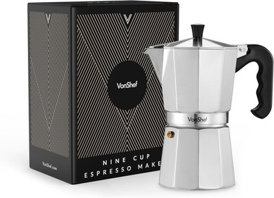 VonShef Espressokanne für den Herd, 450 ml Italienischer Espressokocher aus 