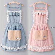 Lace Ruffled Apron Pleat with Pocket Cute Sweet Florist Baking Cooking Cafe Maid
