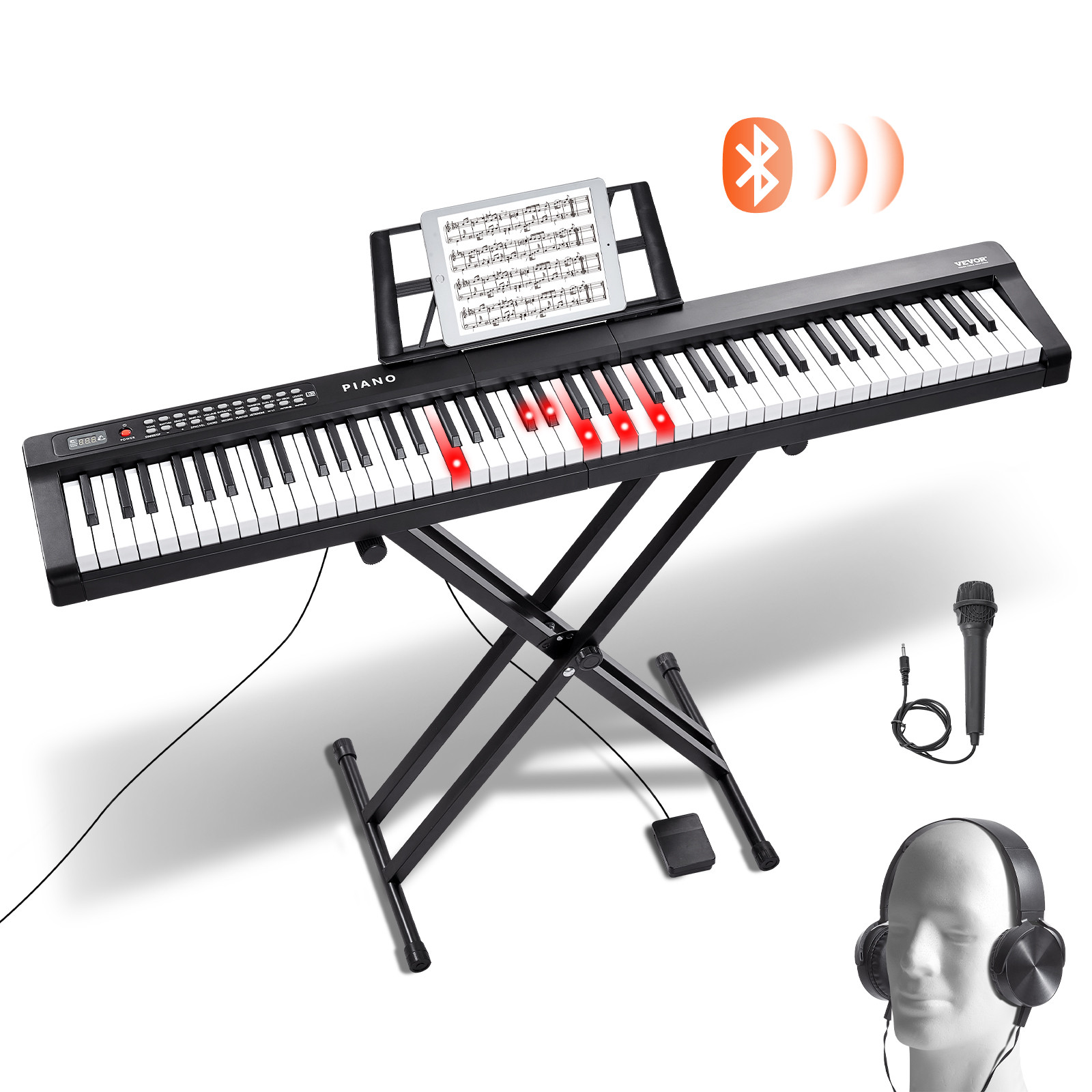 88 Key Digital Piano Keyboard Semi Weighted Electric Portable with Stand