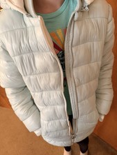 Michael Kors Size 16 Jr Light Blue Puffer Coat Removable Faux HoodFits Like12-14