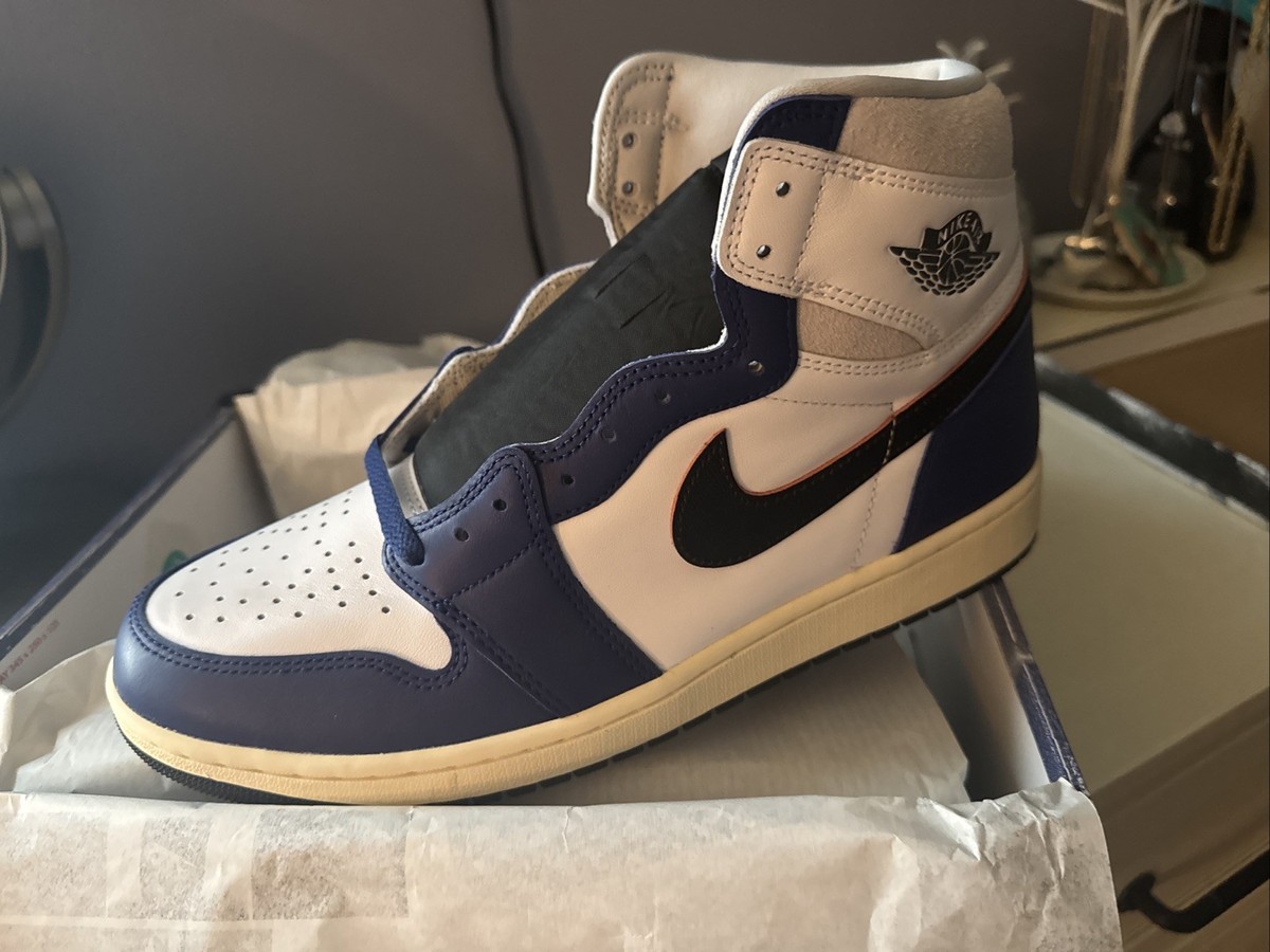 Nike Air Jordan Retro High Og Rare Air White-Black-Blue Sz 12