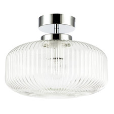 Modern Bathroom Ceiling Light with Clear Fluted Glass in Shiny Chrome by Happ...