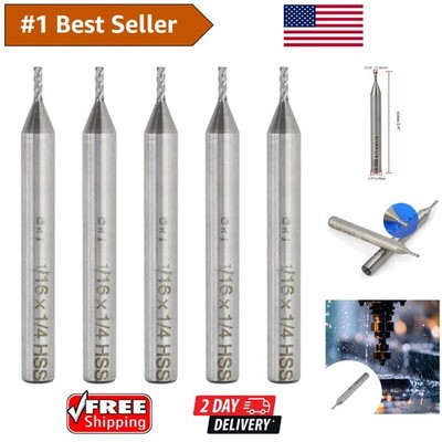 5pcs 1/16'' Cutting Diameter End Mill - High Speed Steel, 1/4'' Shank, Square End