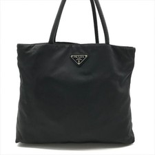 PRADA Nylon Testot Triangle Logo Women's Tote Bag Black Authentic From Japan
