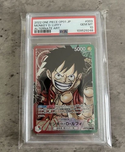 One Piece CCG Monkey.D.Luffy Alternate Art OP01-003 PSA 10 Gem Mint