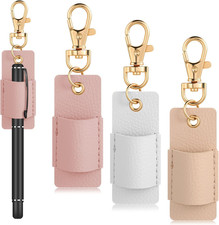 3 Pcs Pen Holder for Lanyard, Anti-Lost Neck Lanyard Pen Holder Keychain, PU Lea