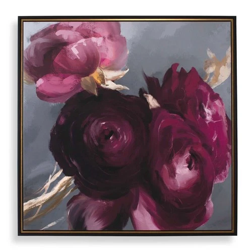 Uttermost 32481 Plum Ranculus 51" x 51" Framed Floral Painting - Hand Painted - Picture 1 of 5