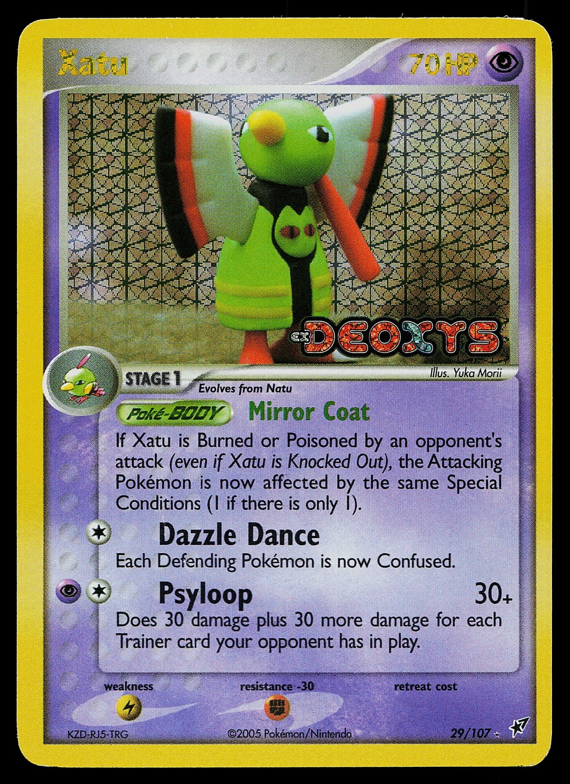 Pokemon Card - Xatu Deoxys 29/107 Rare Reverse Holo STAMPED