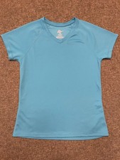 Womens aqua blue short-sleeved swim shirt/sun...