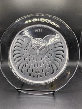 1971 LALIQUE Owl Annual Collection Crystal Plate Hibou Owl Signed & Dated