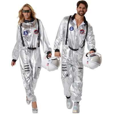 Unisexkostüm Astronaut Overall Silber Party Fasching Karneval Galaktische Optik