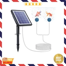 Solar Pond Aerator, 2W & 2200mAh Solar Aquarium Air Pump w/ 2 Air Stone, 2 Modes