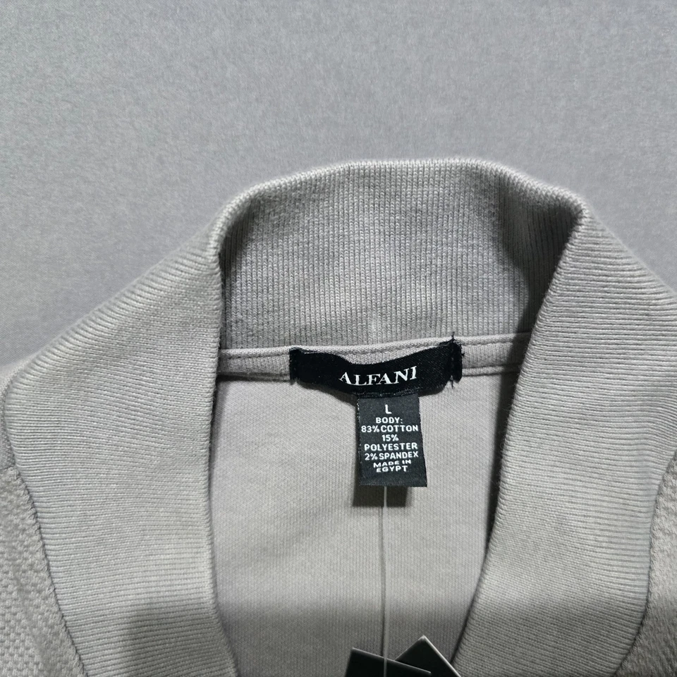 Alfani Hombre Grande Chaqueta Bomber Piqué Tejido Tormenta Gris Cremallera Suéter Cárdigan Nuevo Foto 3 de 4