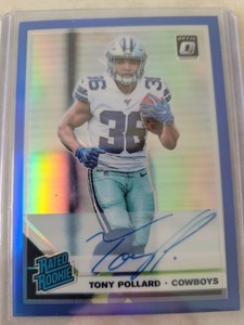 2019 Panini Donruss Optic - Tony Pollard  Blue Rated Rookie Auto /75 Cowboys ðŸ¤