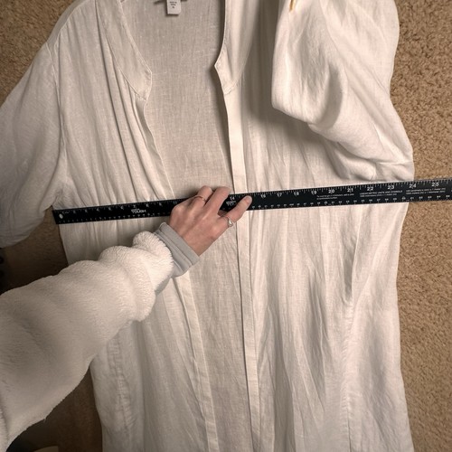 J Jill Pure Jill 100% Linen Open Front Longline White Duster Kimono Lagenlook - Picture 23 of 24