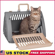 Foldable Cat Carrier Hard-Sided Pet Travel Crate Easy Access Ventilation 25lb US
