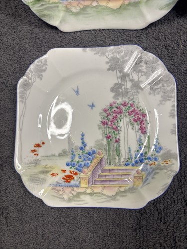 6 x Stunning Rare Shelley 11606 Small Square Plates - Queen Anne archway Roses - Picture 3 of 18